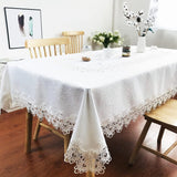 Lace Tablecloth for Rectangle Dining Tables 52 x 70 Inches White Peonies Lace Vintage Party Wedding 