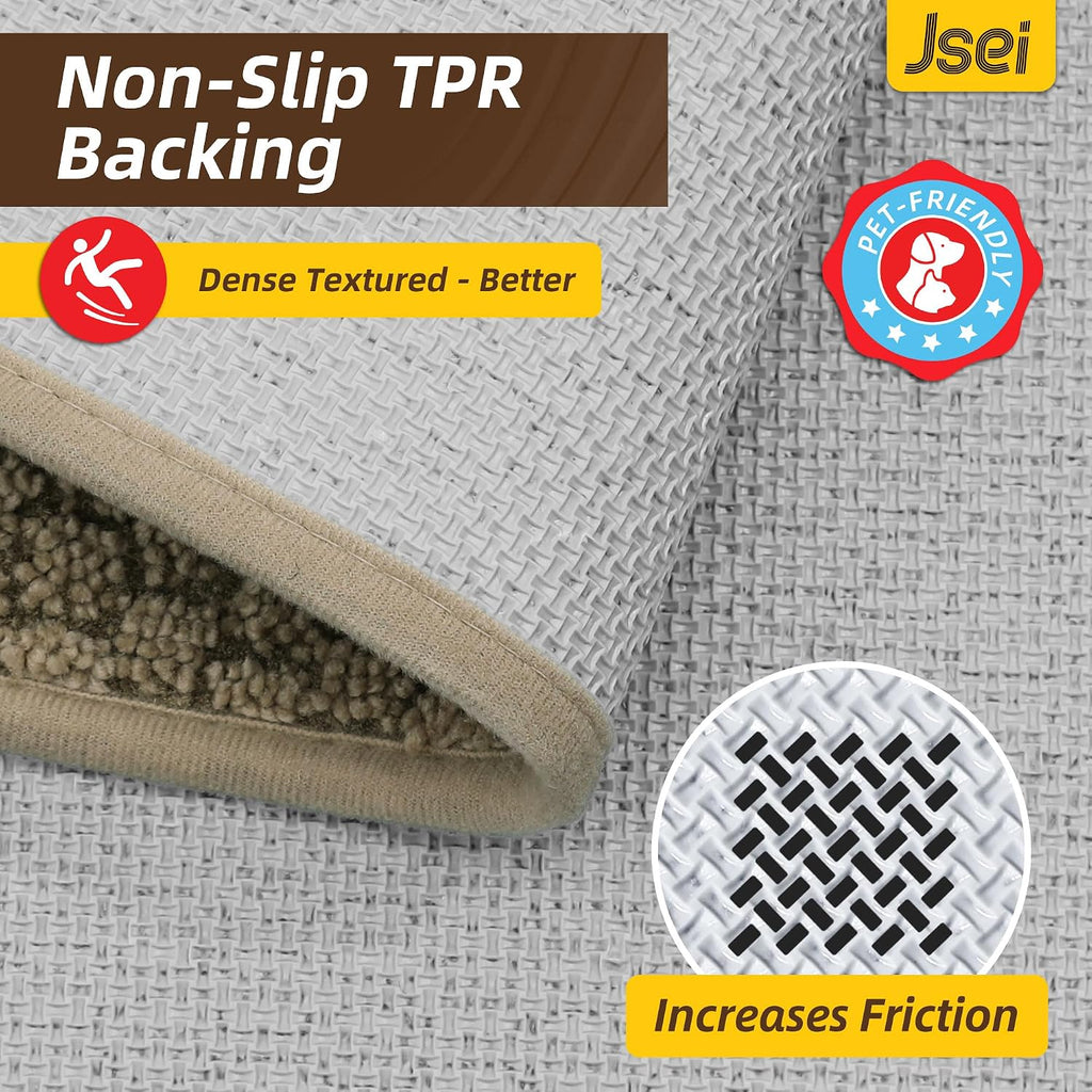 Door Mat for Entrance, TPR Non-Slip Backing, 24" x 36", Beige | Washable Low Profile Doormat for Front Door & Back