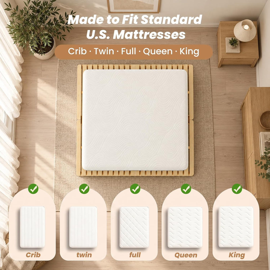 Foldable Floor Bed Frame, Solid Wood Tatami Bed Frame