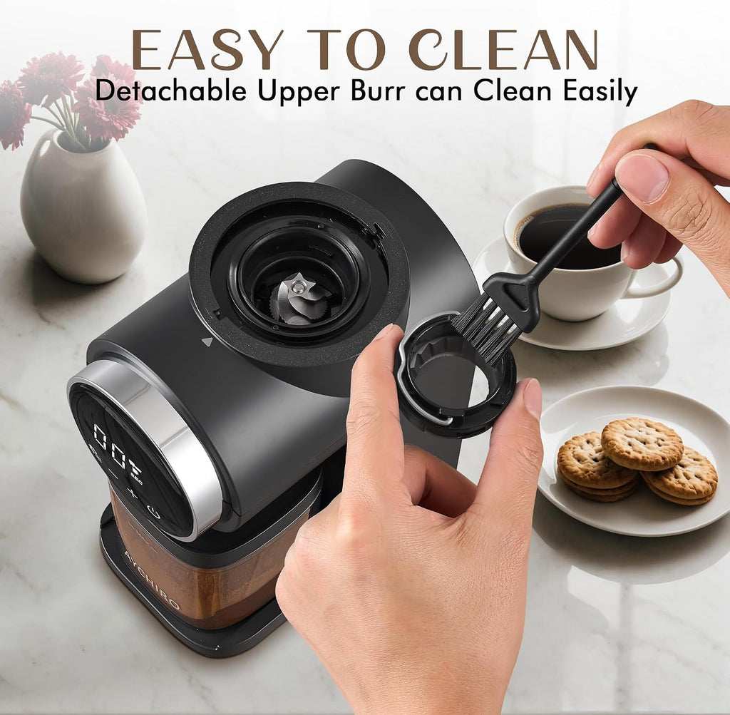 Electric Conical Burr Coffee Grinder, Touchscreen Coffee Grinder Use, Compact Burr Mill Grinder with 30 Grind