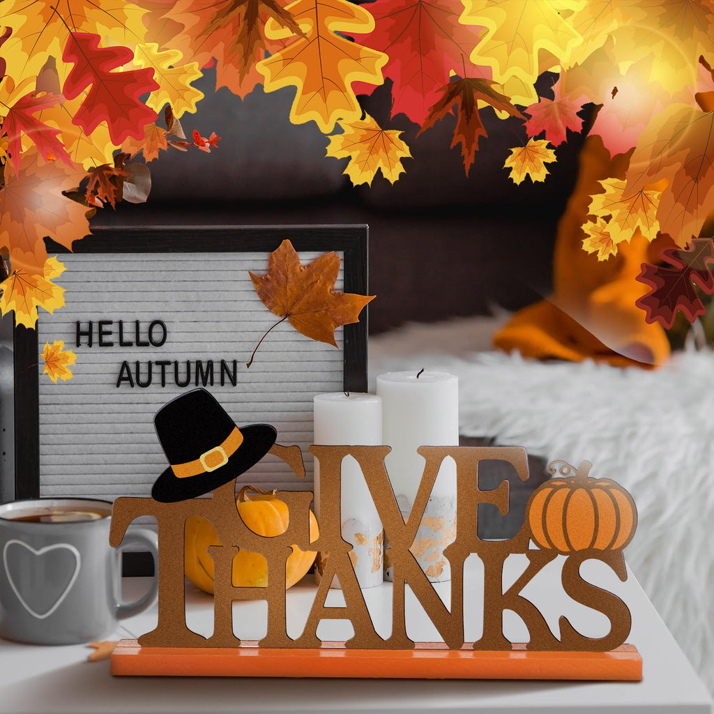 Happy Thanksgiving Table Sign Give Thanks Fall Decor