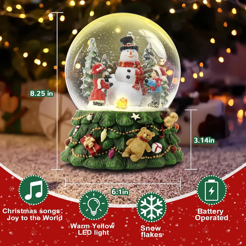 8.25 Inch Height Christmas Snow Globe with Light up Musical Snowflakes Holiday Decoration, Snowman Oversized Resin