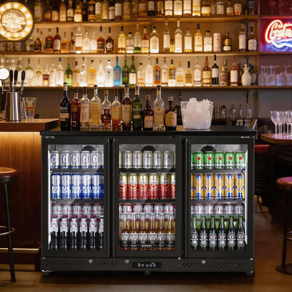 Commercial Bar Cooler With 3 Glass Doors,11.4 Cu.Ft Under Counter Beverage Refrigerator