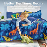 Joiedomi Kid Twin Comforter Set 5 Piece Dinosaur Bedding Set for Boys Girls Super Soft Microfiber Bed in a Bag with