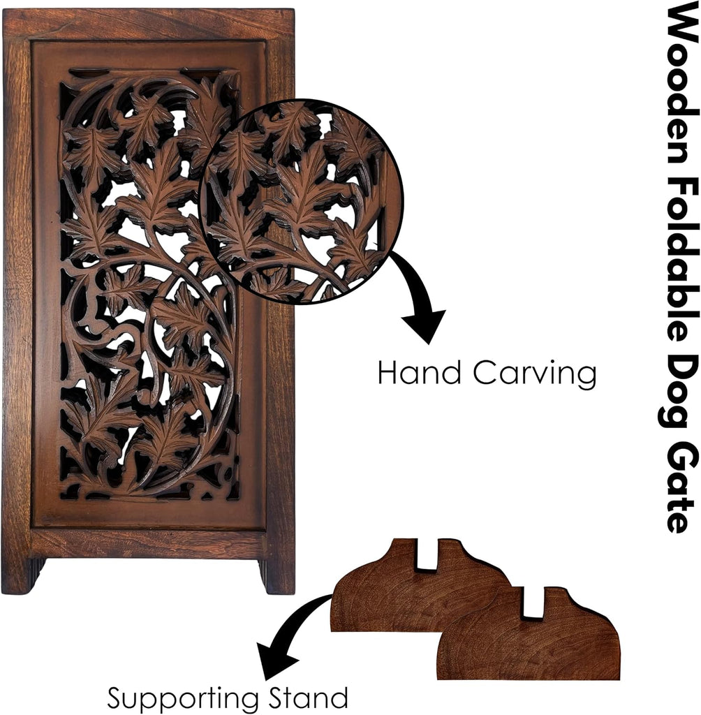 Dog Gate Freestanding 56x28 Folding 4 Panel, Natural Burnt Lucy Design