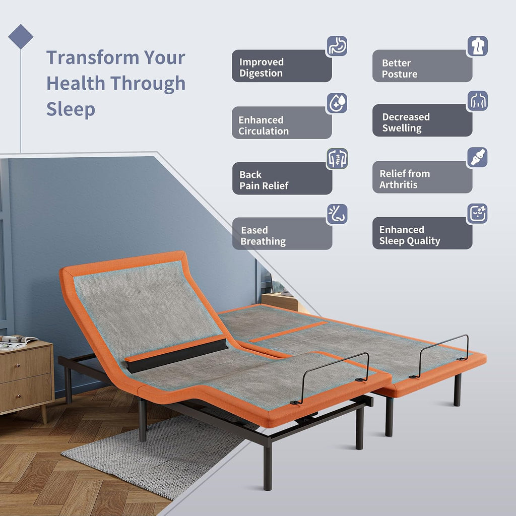 Split King Adjustable Bed Frame with Lumbar Support Smart App - Set of 27