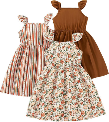 Dresses Toddler Girls Dress Pack Casual Party Print Skater A-line Dress Sundress