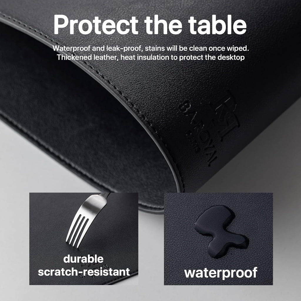 Faux Leather Placemats Vinyl Washable Wipeable Table Mats Dining Table Heat Resistant Waterproof Modern - Set of 4
