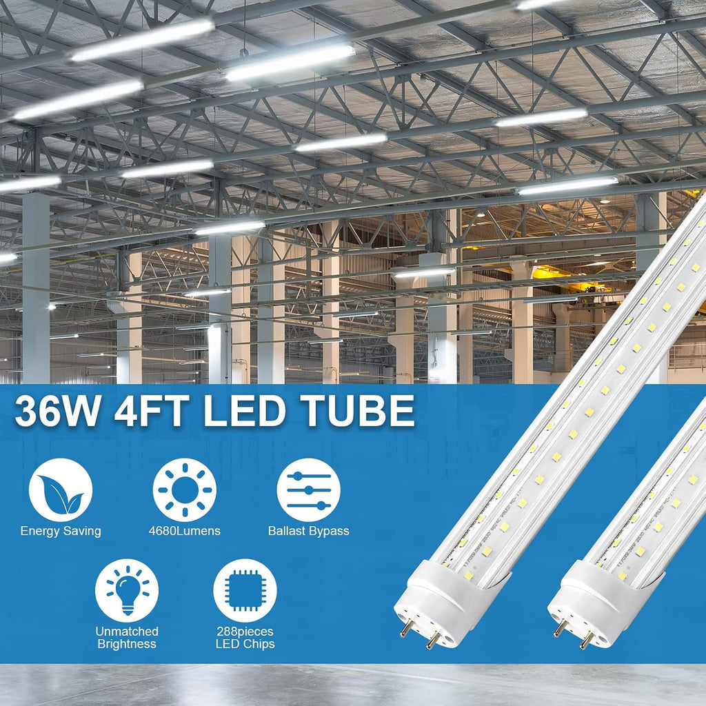 T8 LED Bulbs 4 Foot, 25-Pack 4FT LED Shop Light Tubes, 36W 4680LM 5000K Daylight White, T8 T10 T12 Fluorescent