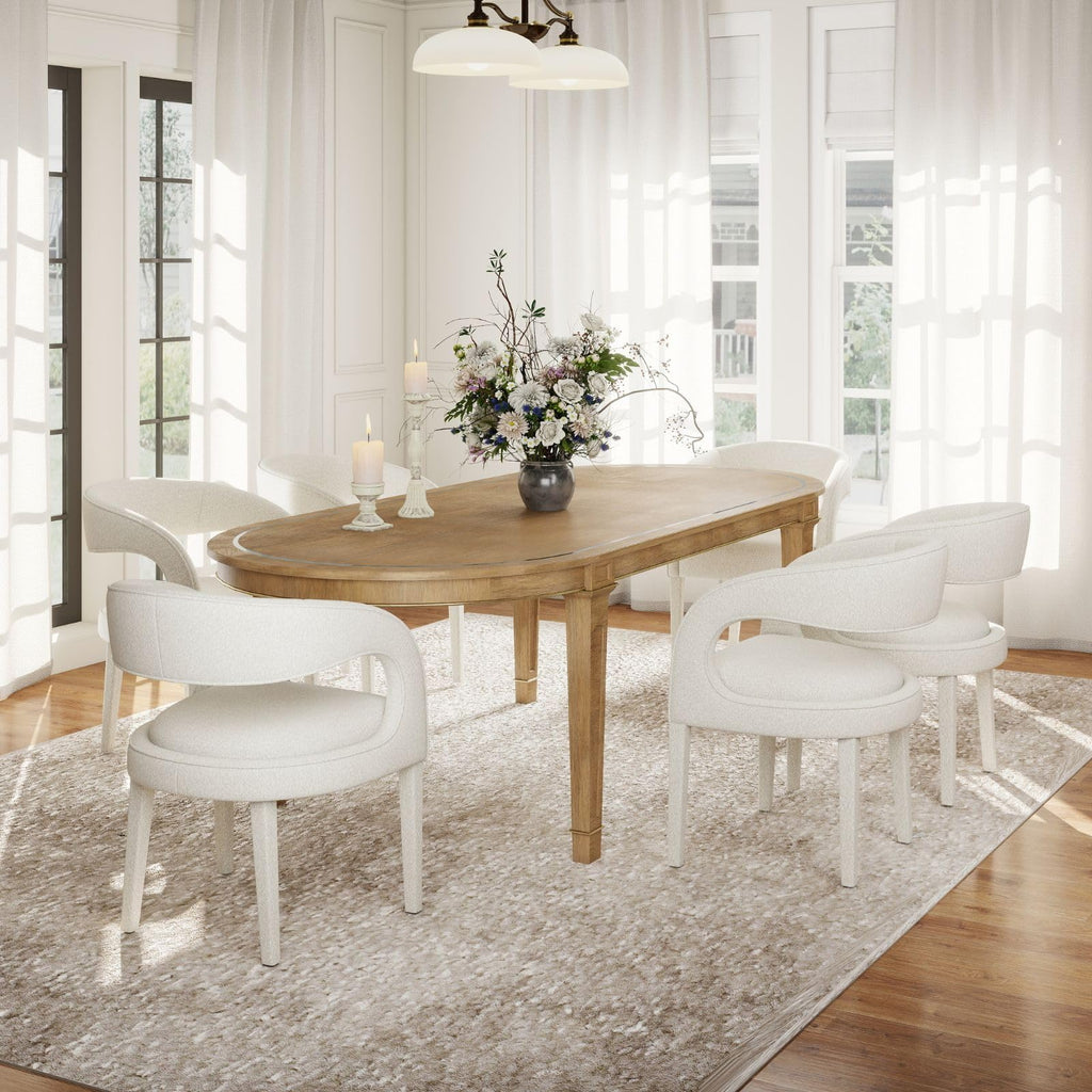 Upholstered Barrel Dining Chairs Set of 4, White Velvet Fabric