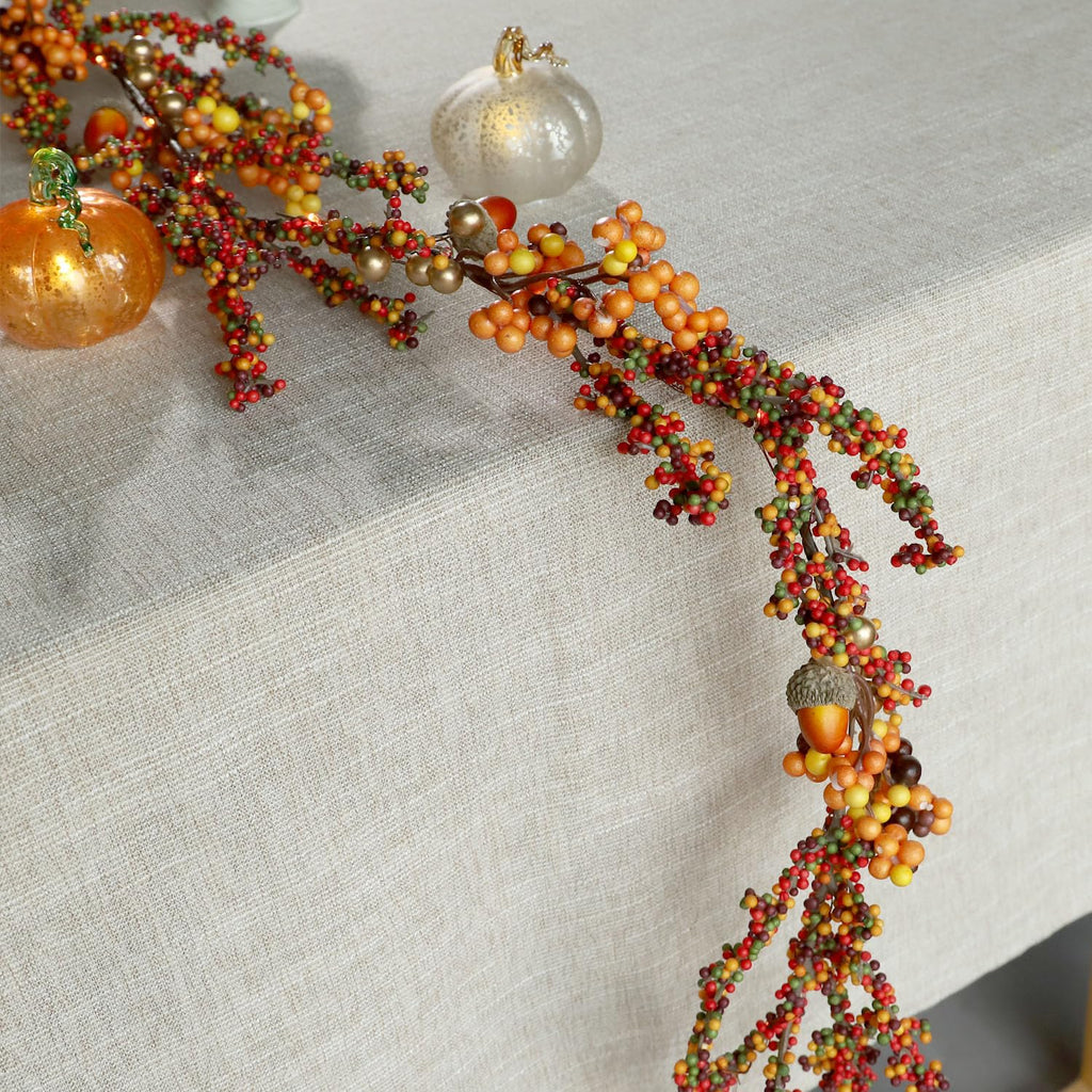 Fall Garland with Lights Berry Garland for Mantle Orange Fairy Lights 6.5FT 25LEDs Cozy Thanksgiving Decorations