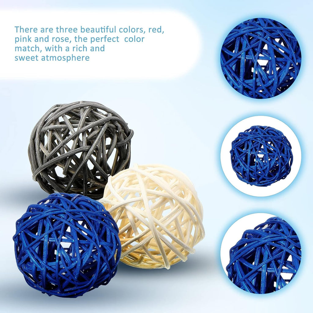 Wicker Rattan Balls Decorative Balls for Vase Centerpiece Vase Fillers Bowls Orbs Filler for Spring Summer - Set of 24
