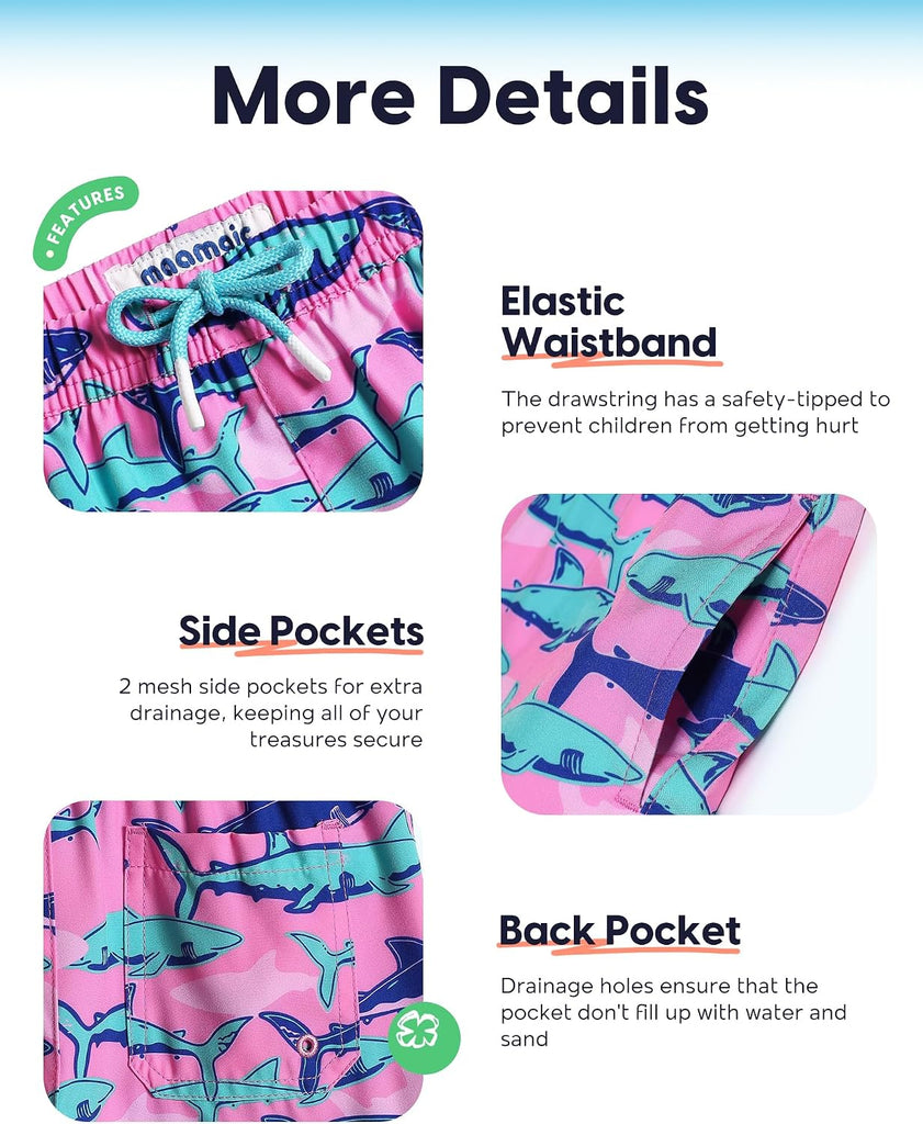 Boys Swim Trunks with Compression Liner Toddler Stretch Swim Shorts