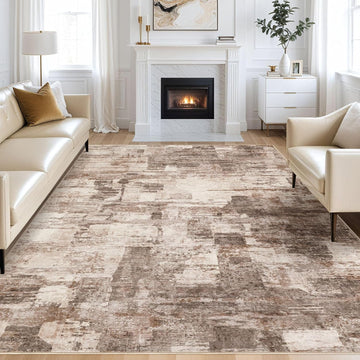 8x10 Washable Area Rug - Abstract Soft Non-Slip Modern Low-Pile Carpet