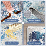 Washable Area Rugs for Living Room 8x10 - Large Neutral Modern Abstract Rug