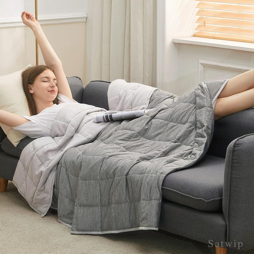 Weighted Blanket Queen 15 LBS, Cooling Weighted Blanket for Hot Sleepers, Cool Moire Jersey with Soft Breathable