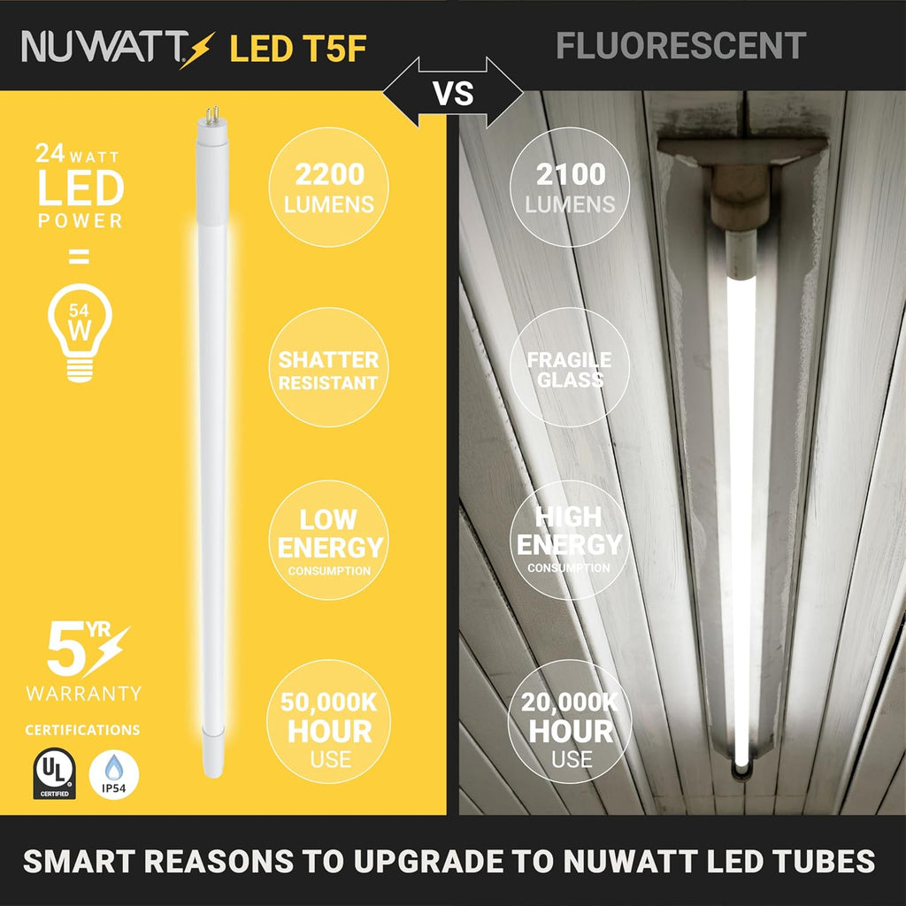 30 Pack 4FT T5 LED Bulbs Dimmable, 5000K Daylight, Single/Dual Ended