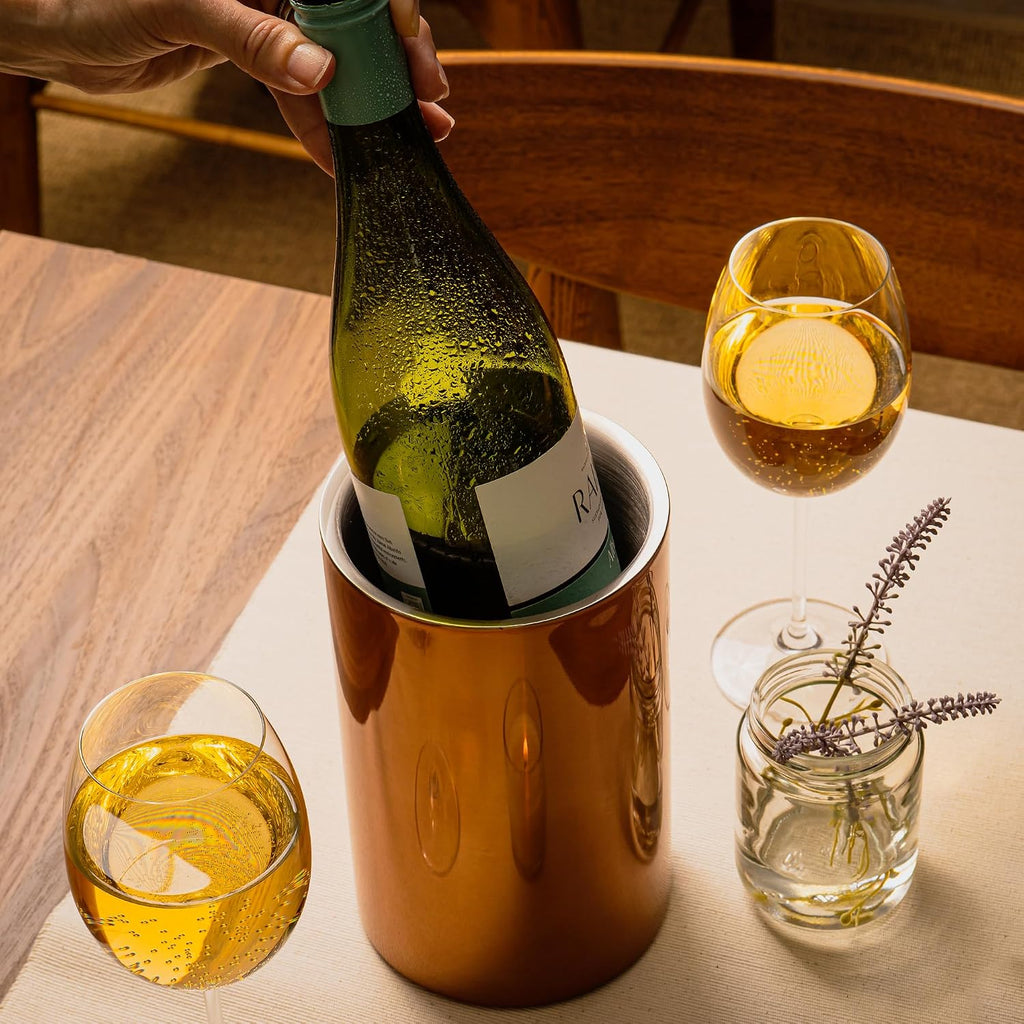 Wine Chiller for Bottles (Copper) - Champagne Bucket, Elegant Wine Bottle Chiller and Champagne Cooler, Insulated