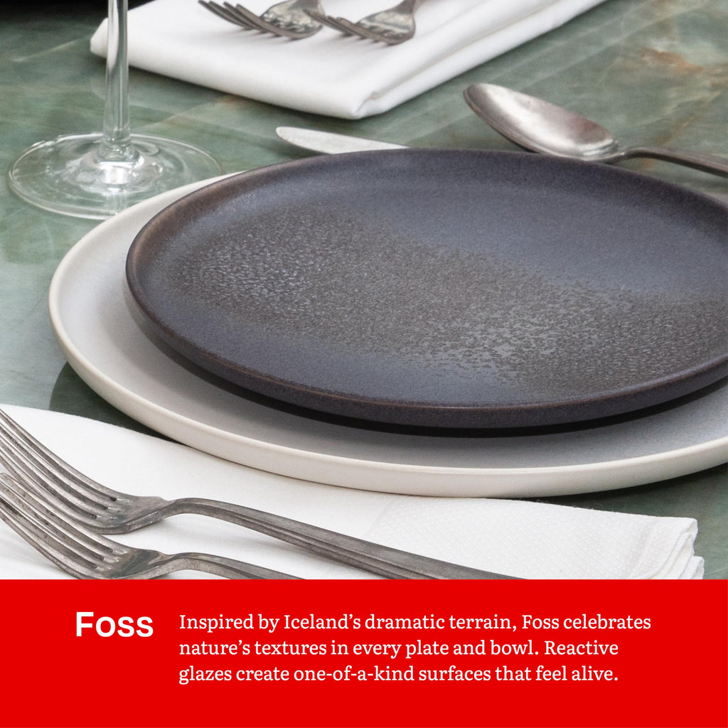 Eater x Foss Stoneware, 12 Piece Dinnerware Set (Service for 4), Thermal White