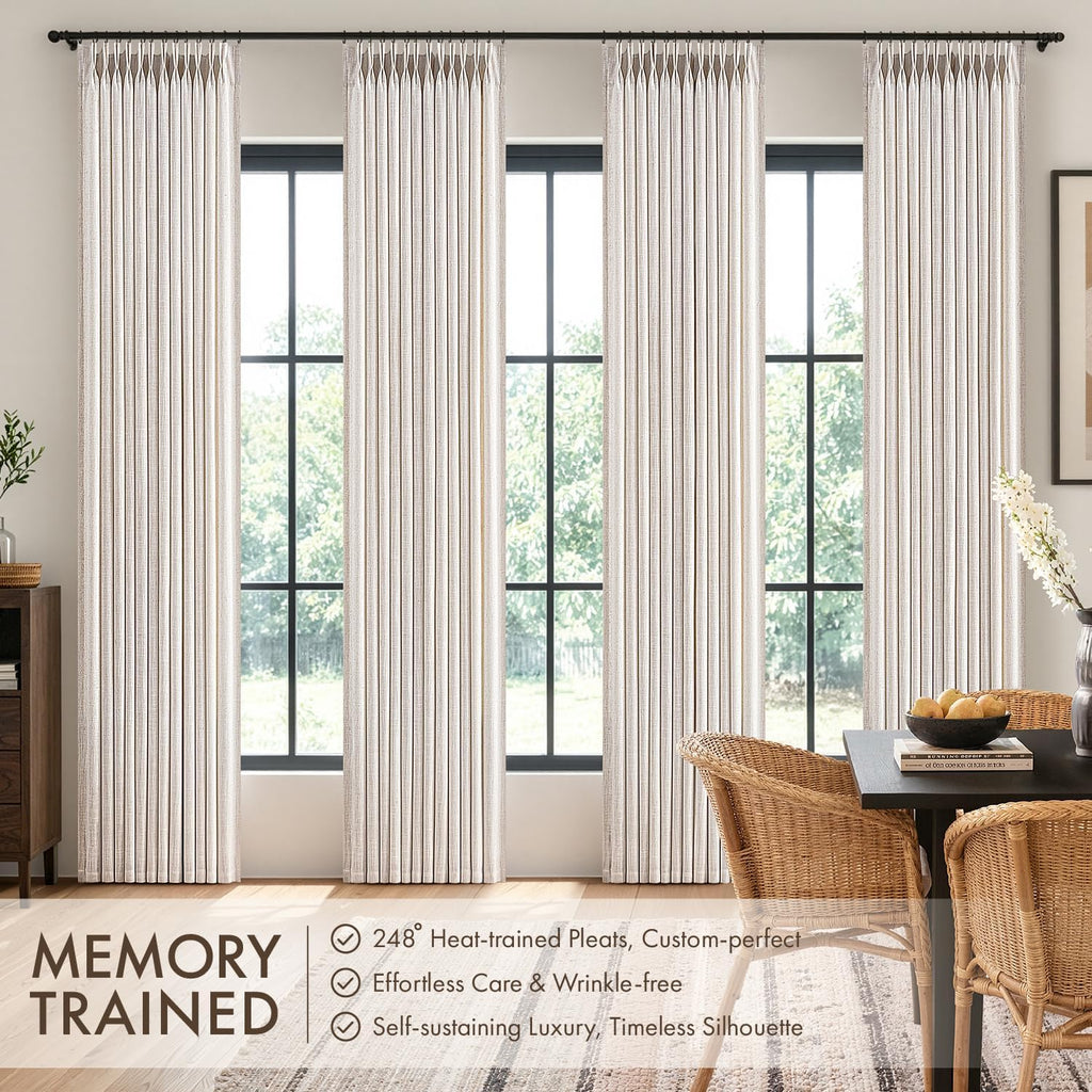 4 Panels Set Pinch Pleated Linen Curtains 112 Inches Length for Living Room Bedroom, Extra Long Pinch Pleat Drapes