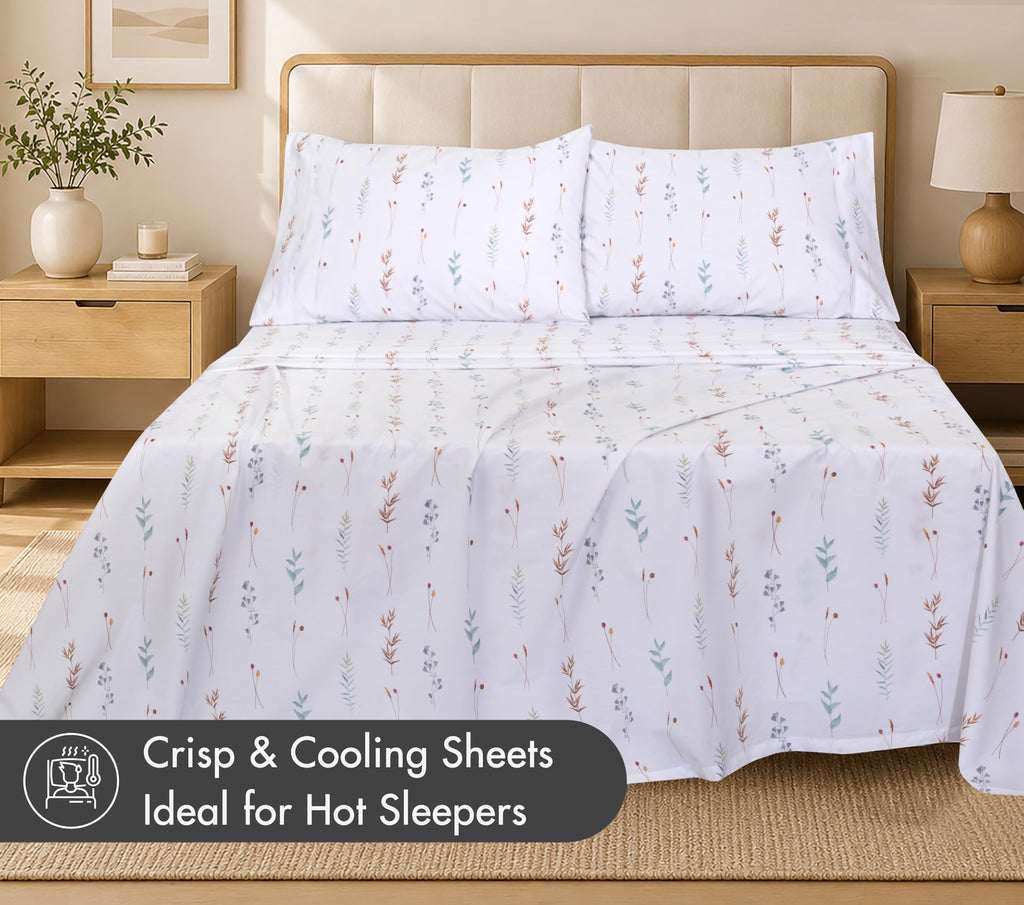 100% Cotton Queen Sheets, Percale Weave, Fairy Meadows
