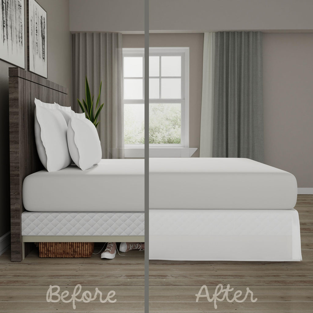 Classic Tailored, Microfiber, 14" Drop Length Bed Skirt Dust Ruffle, King, White