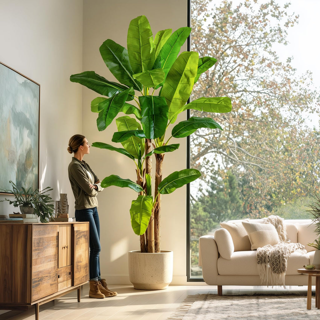 Large Fake Tropical Bananas Trees Tall Artificial Banana Tree Indoor Outdoor Realistic Floor Plant Big Faux Plants