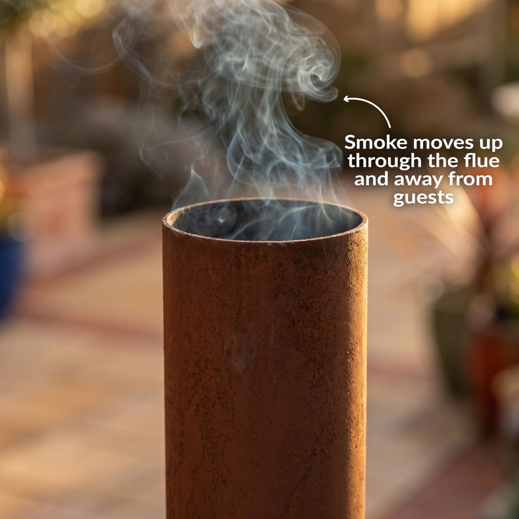 Large Chiminea Outdoor Fireplace with Grill Grate, Rustic, 58"