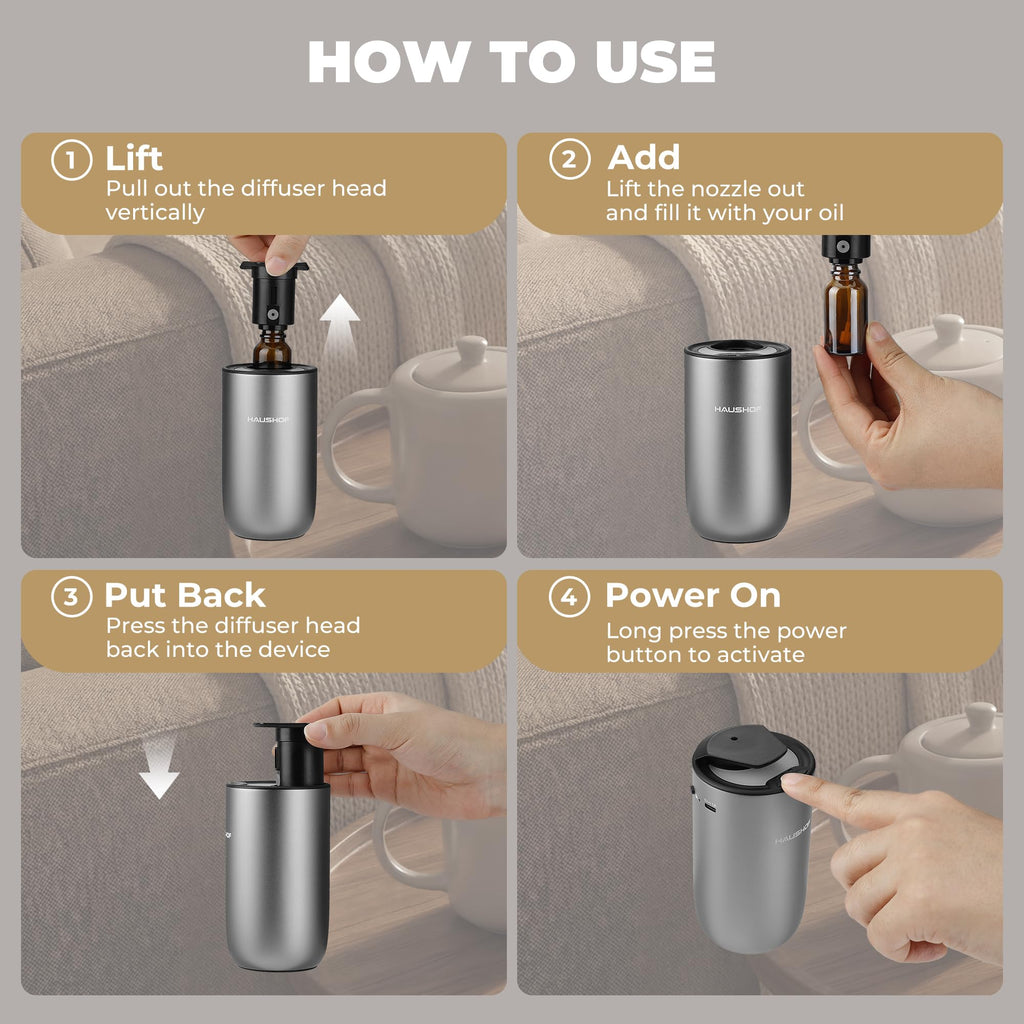 Waterless Essential Oil Diffuser & Car, Rechargeable
