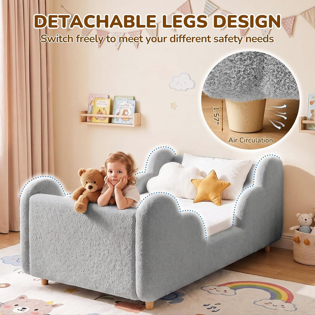Toddler Bed, Toddler Floor Bed, Crib Size Montessori Bed, Grey