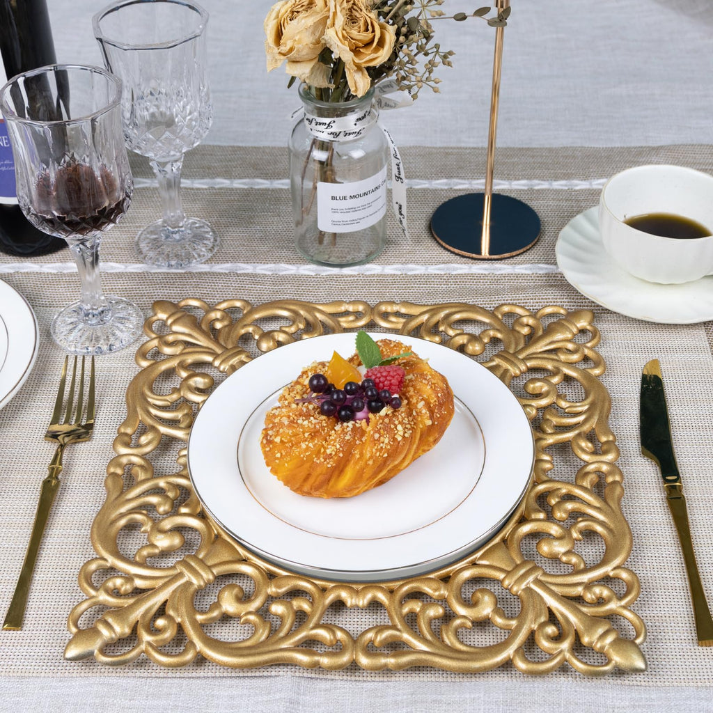 12" Set of 6, Mirror Square Plate Chargers
