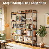 5 Tier Bookshelf, Display Bookshelf with 10 Open Shelves and Raised Baffle