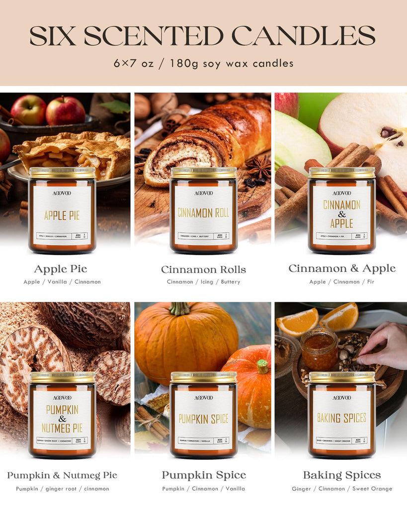 Fall Scented Candles - 6 PC Soy Candle, 42 oz