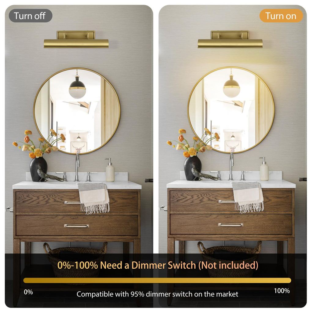 18" Brass Picture Lights Hardwired, 3-Light Gold Picture Frame Light Linear Gallery Picture Light for Wall Adjustable