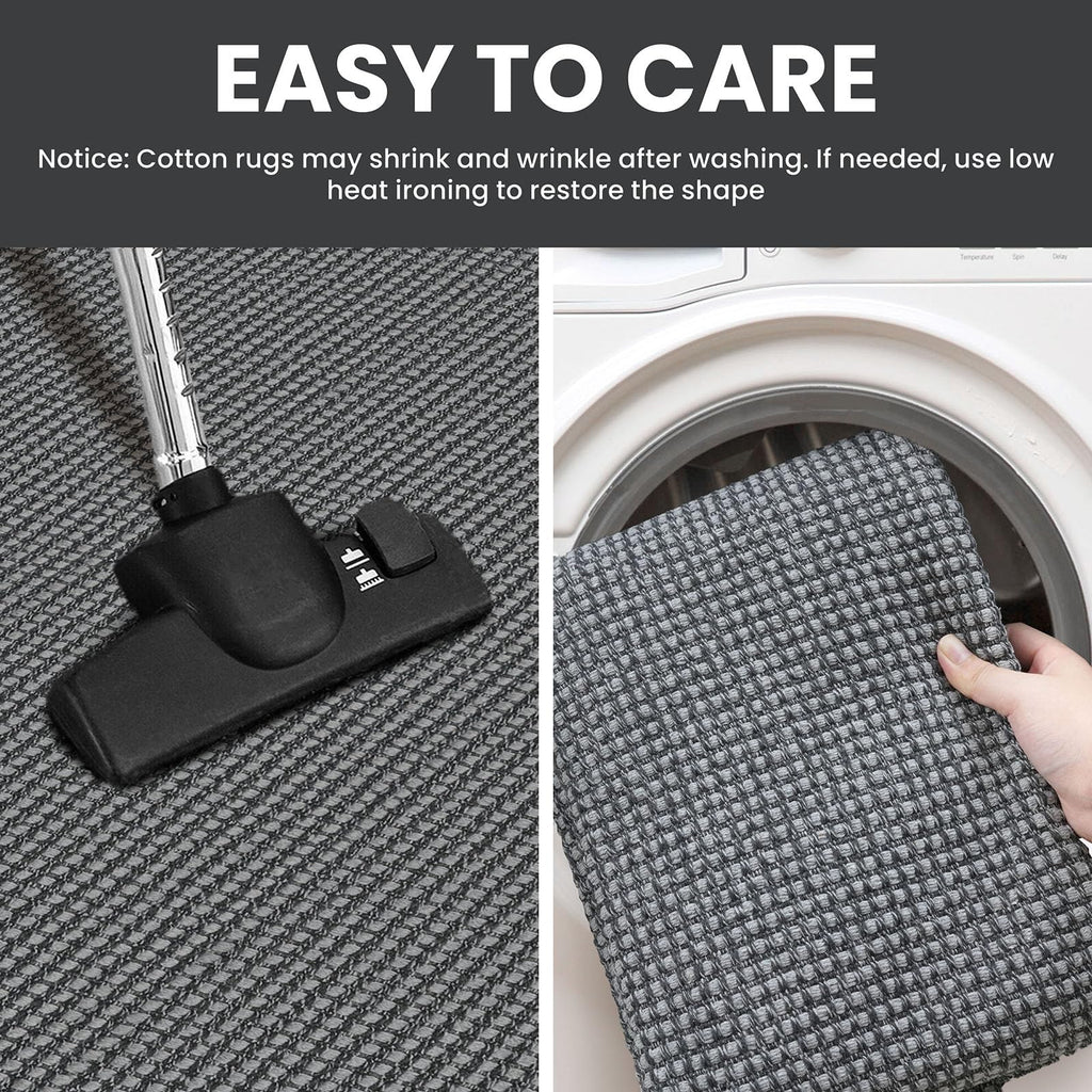 Washable Runner Rug 2x8 Non Slip Rubber Backed Hallway Runner Entryway Runner Indoor, Kitchen Rugs Woven Cotton Floor