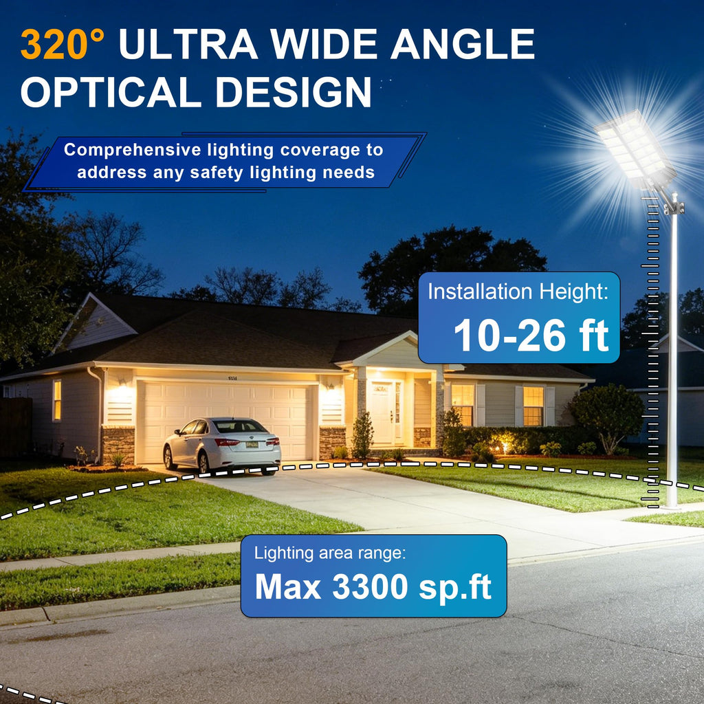 Solar Street Lights Outdoor Waterproof 9000W LED Solar Power Street Light Dusk to Dawn with Mention Sensor Flood