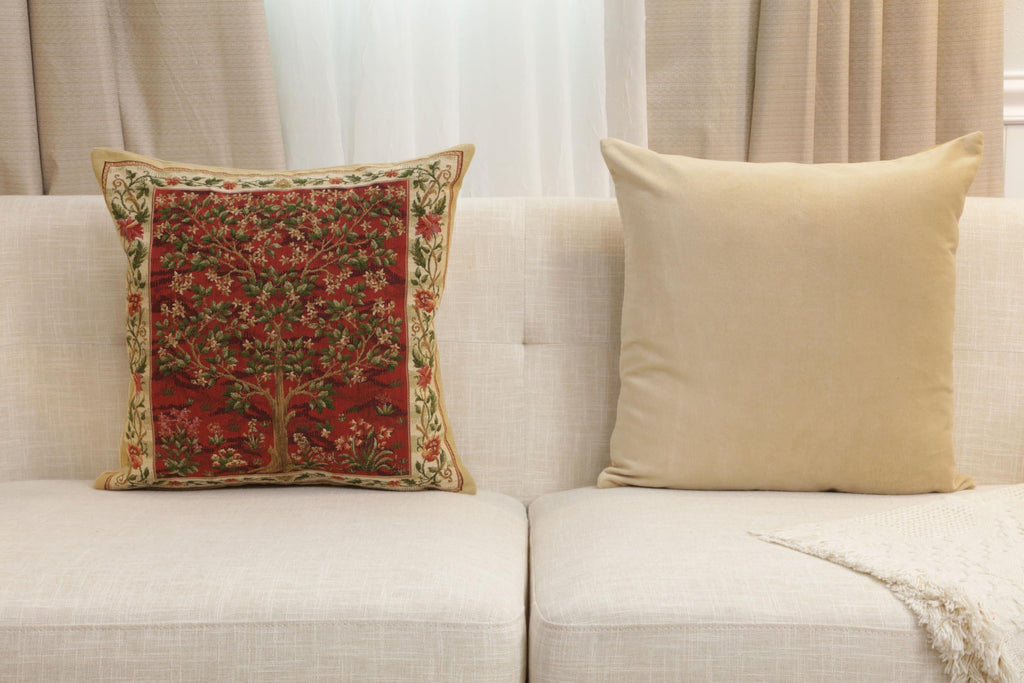 William Morris Tree of Life Red I Tapestry Throw Pillow Cover 18 x 18 in
