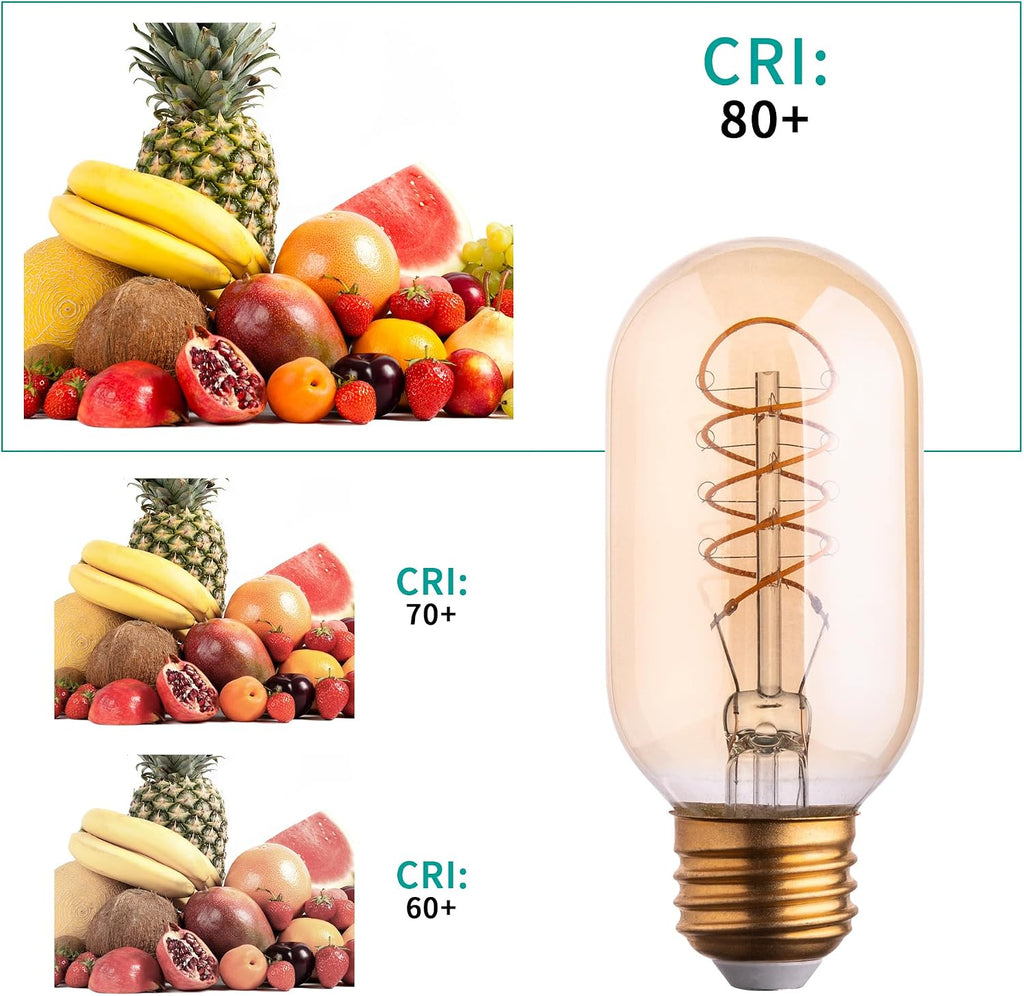 Warm T45 LED Edison Light Bulbs, 6W Equivalent to 60W, 2700K Warm White, Flexible Spiral Filament Light Bulbs