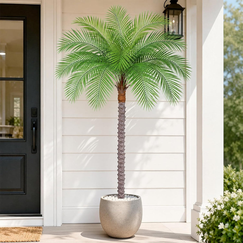 6ft Tall Artificial Phoenix Palm Tree with 18 Leaves, Large Fake Tropical Silk Tree Outside, Fake Tree Perfect
