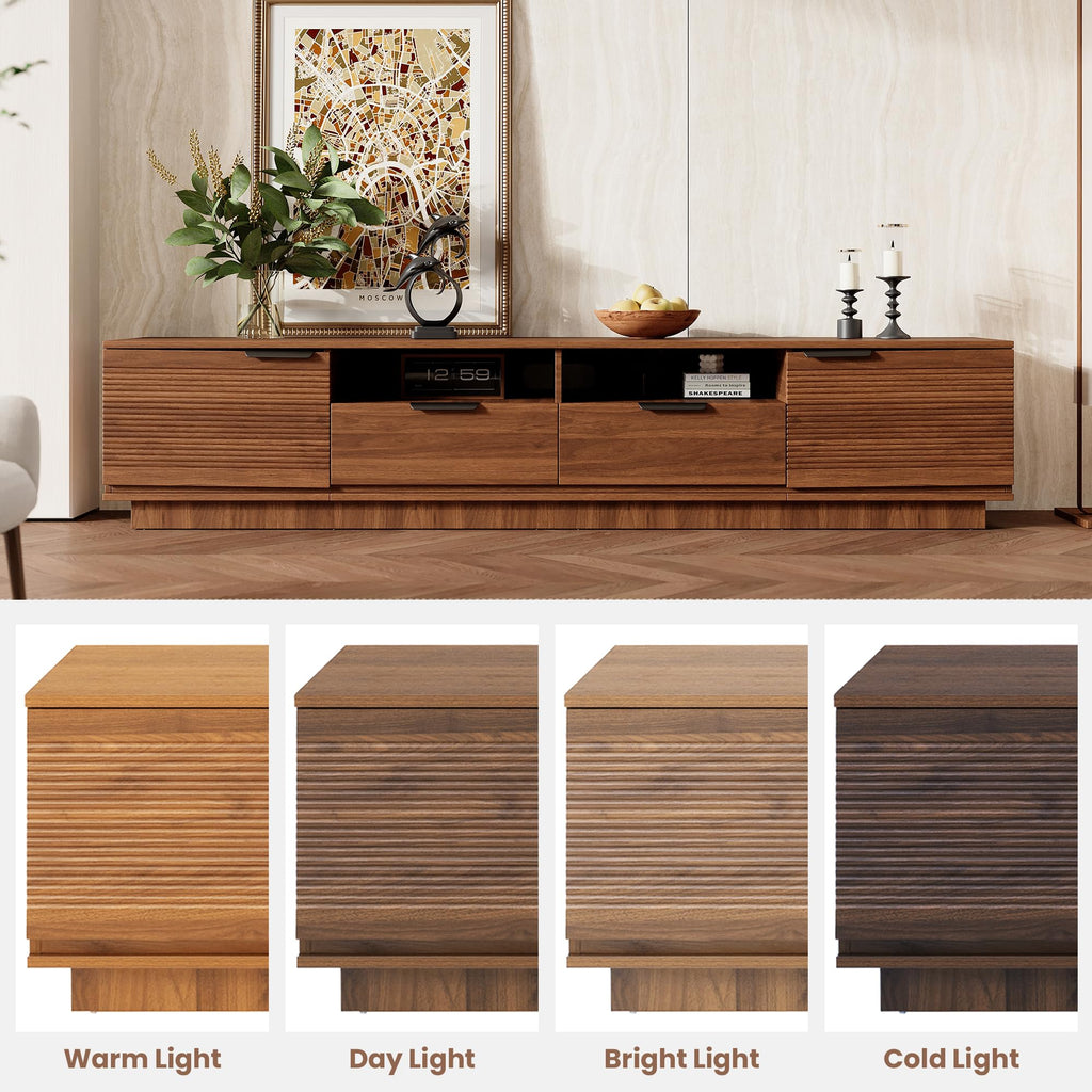 Mid-Century Modern Fluted TV Stand for TVs Up to 85"