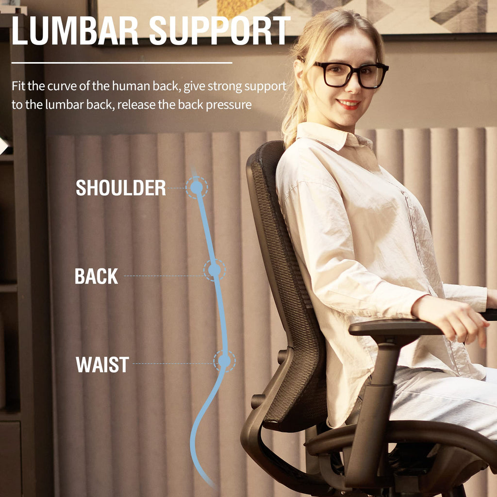 Inspired Aeron Style Ergonomic Mesh Office Chair — Black, Breathable Mesh Seat & Back