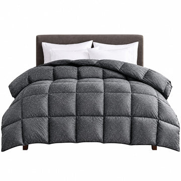 Goose Feather Comforter, Duvet Insert, Ultra-Soft 100% Cotton Shell with Paisley Print (All Season, Black, Twin)