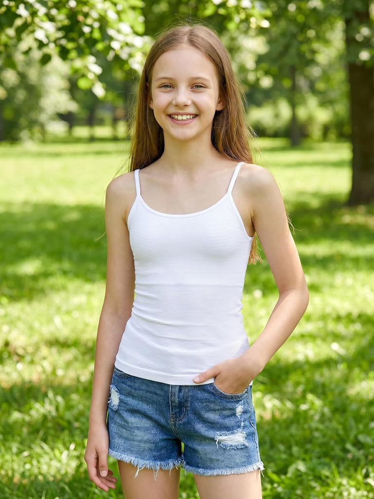 Ribflex Girls Tank Tops with Built in Bra Kids Camisole