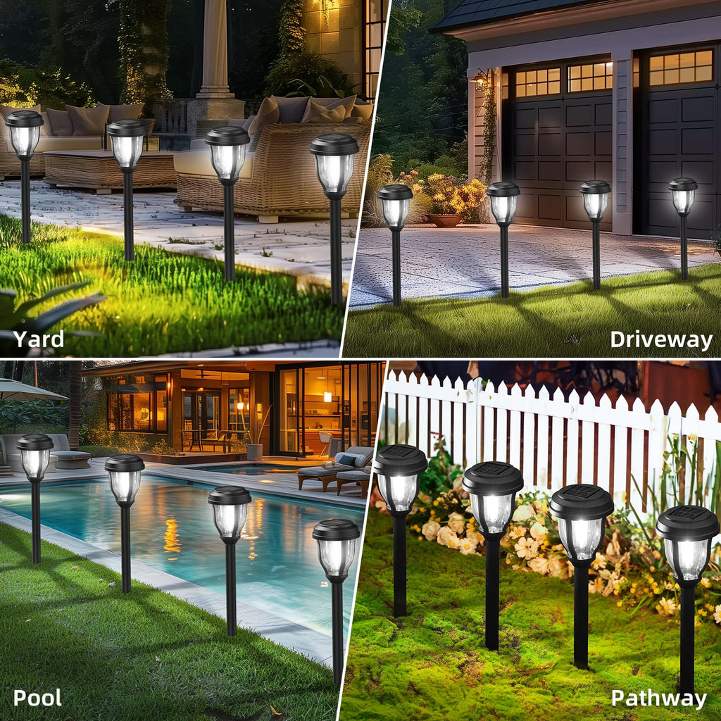 12 Pack Solar Lights Outdoor, Waterproof LED Solar Pathway Lights