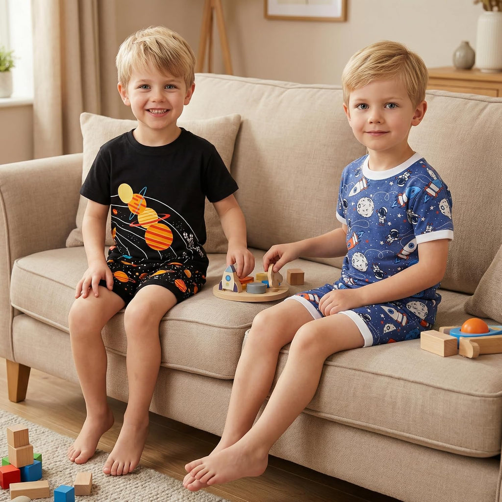 Boys Short Sleeve Piece 100% Cotton Pajamas Size 18M