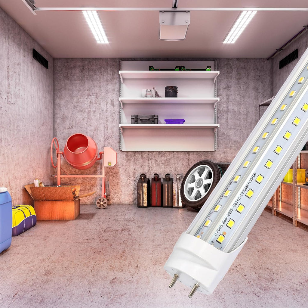 12 Pack 4FT T8 LED Tube Lights, 36W 4860LM 5000K Daylight, Ballast Bypass Direct Wire (Ballast-Free), for Garage