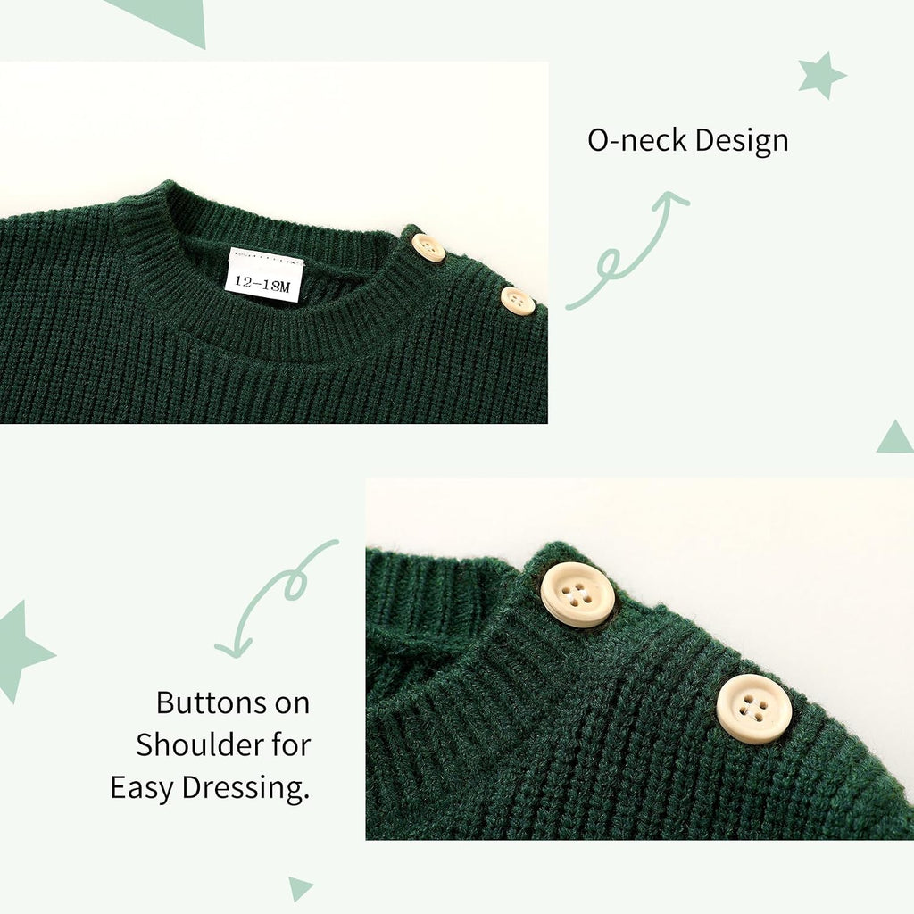 Toddler Baby Boy Girl Sweater Warm Crewneck Pullover Knit Long Sleeve Tops with Hat Fall Winter Clothes