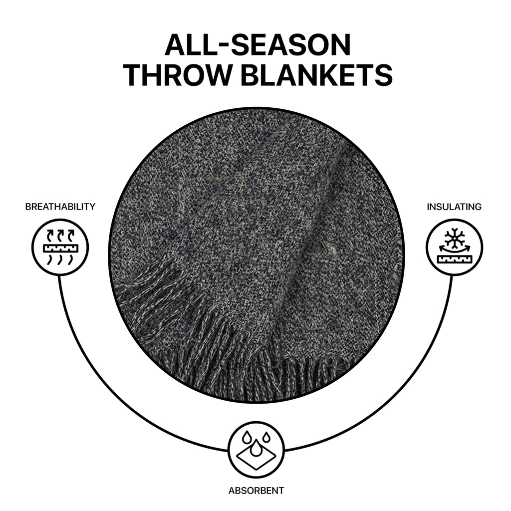 Throw Blanket, Indoor & Outdoor Blankets and Throws, Soft Blanket with Fringes, 65"x79" (170 x 200 cm)