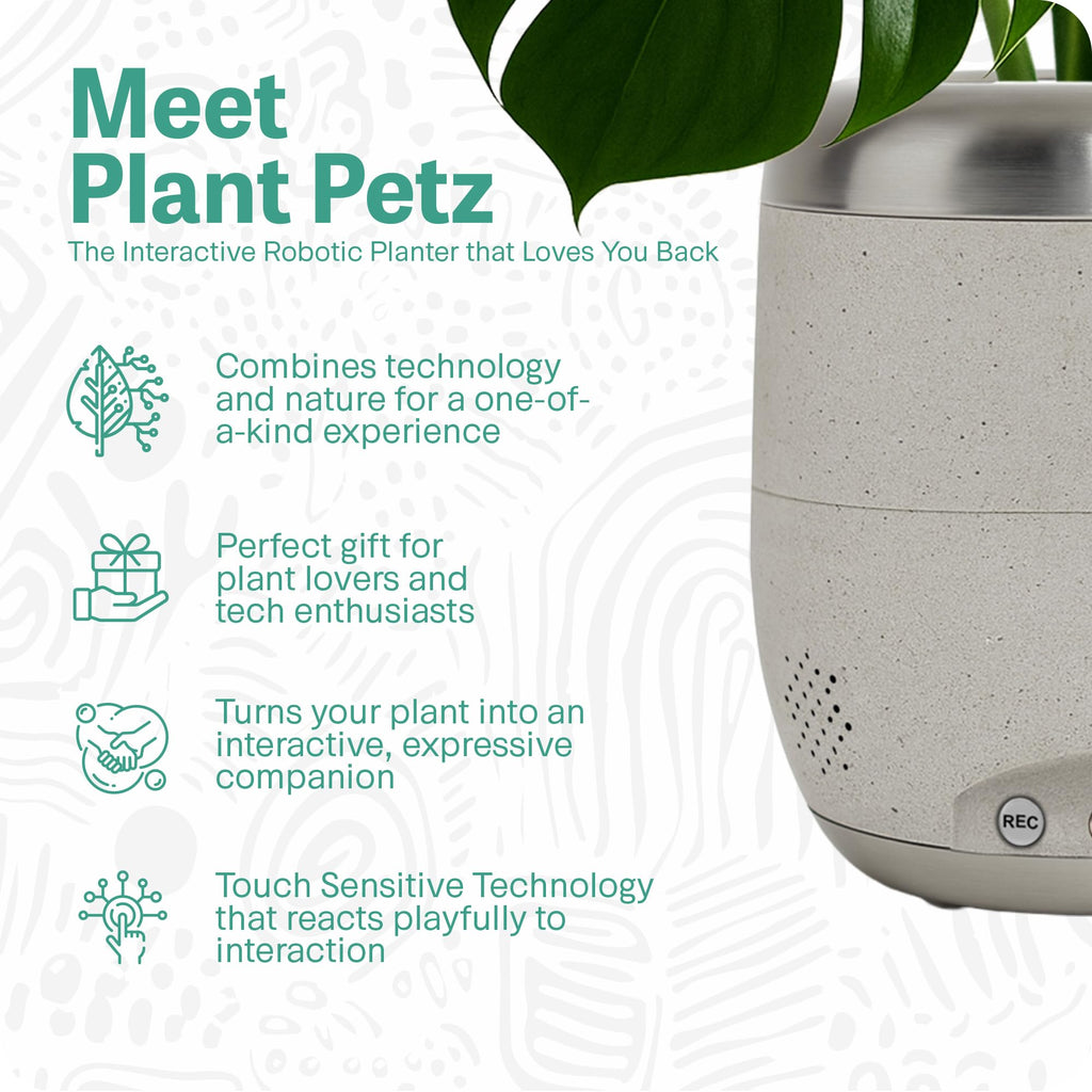 Smart Robotic Planter for 4" Potted Plants- Speckled Sand | Interactive Moving & Dancing Flowerpot with Bluetooth