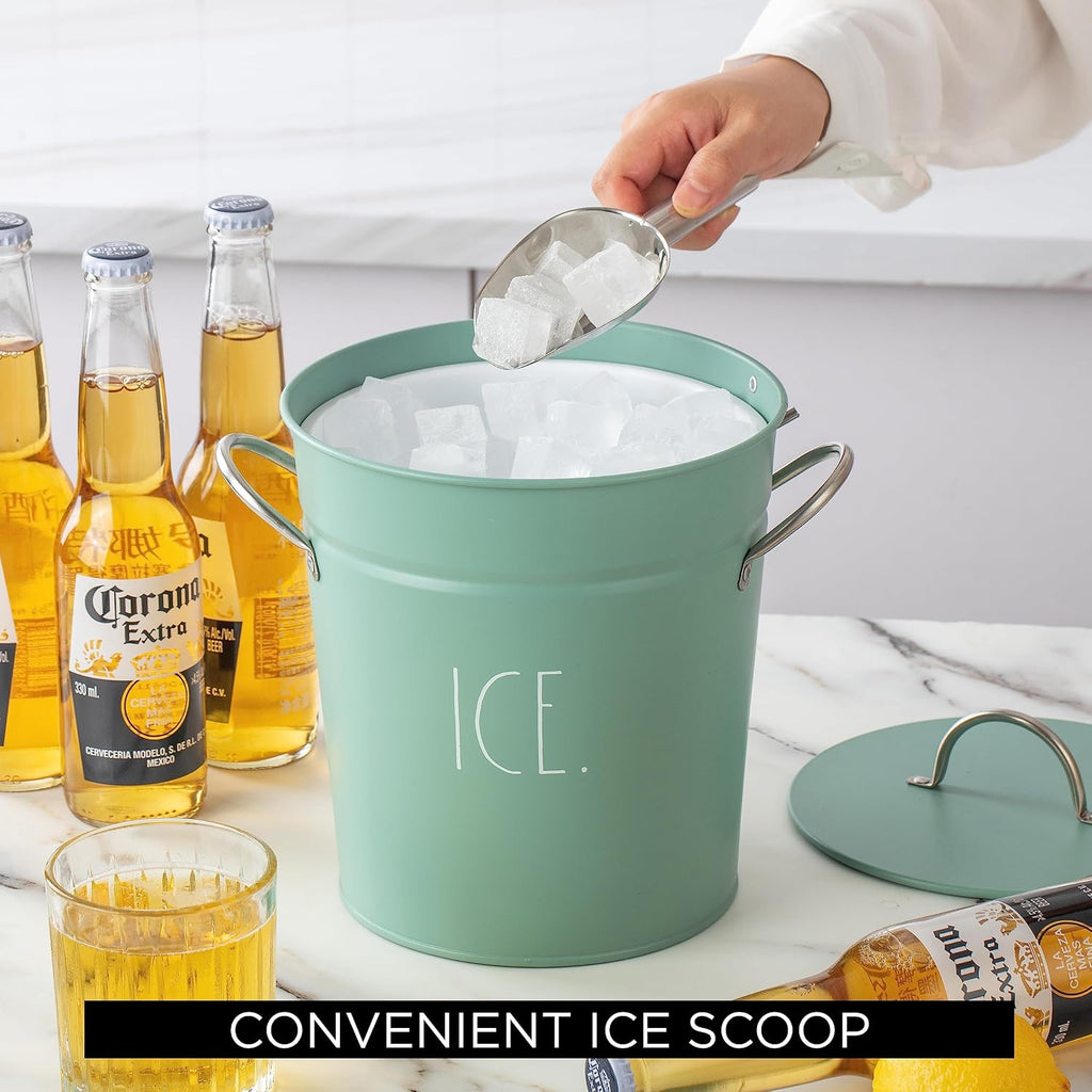 Ice Bucket with Scoop - Stainless Steel Bucket with Handle, Lid and Ice Scooper - 4 Qt. Storage Bin for Ice Cubes